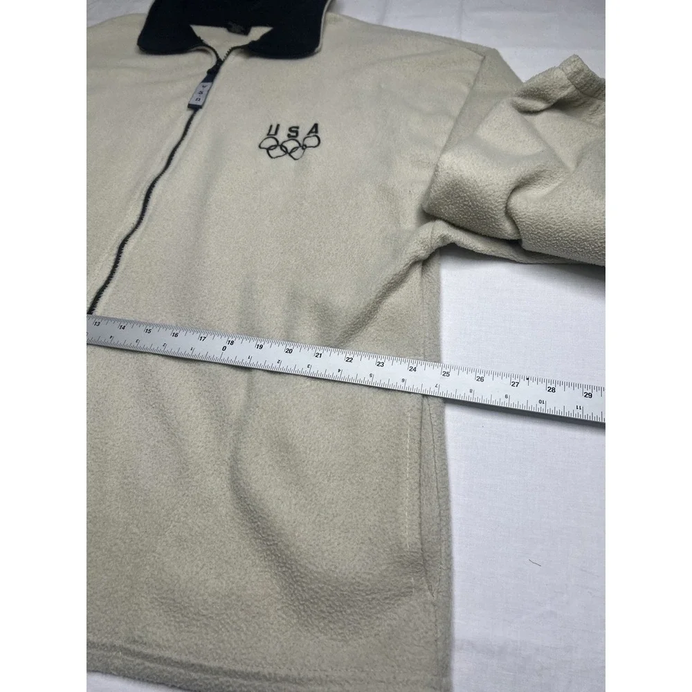 USA Olympics Fleece Jacket Adult Large Beige‎ Logo Made in USA XXLarge